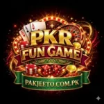 PKR.Fun Game golden logo with cards design