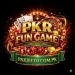PKR.Fun Game golden logo with cards design