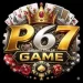 P67 Game logo with golden design, crown, playing cards, and dice