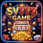 SV777 Game image showing slot machine, coins, cards, and mobile gaming interface