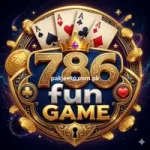 786.fun game logo with golden numbers, playing cards, and crown design