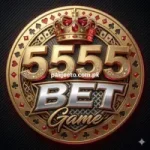 5555Bet Game golden casino-style logo with crown and playing card symbols.