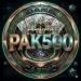 PK500 Game golden casino logo with playing cards and stylish design for online earning gaming app.