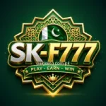 SK F777 Game premium green and gold casino-style logo with Pakistan flag and luxury 3D design