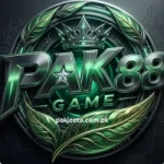 PAK88 Game logo with green metallic design, crown symbol, and futuristic gaming background.