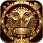 99 Game golden casino logo with poker chips, cards, dice, and luxury gaming theme.